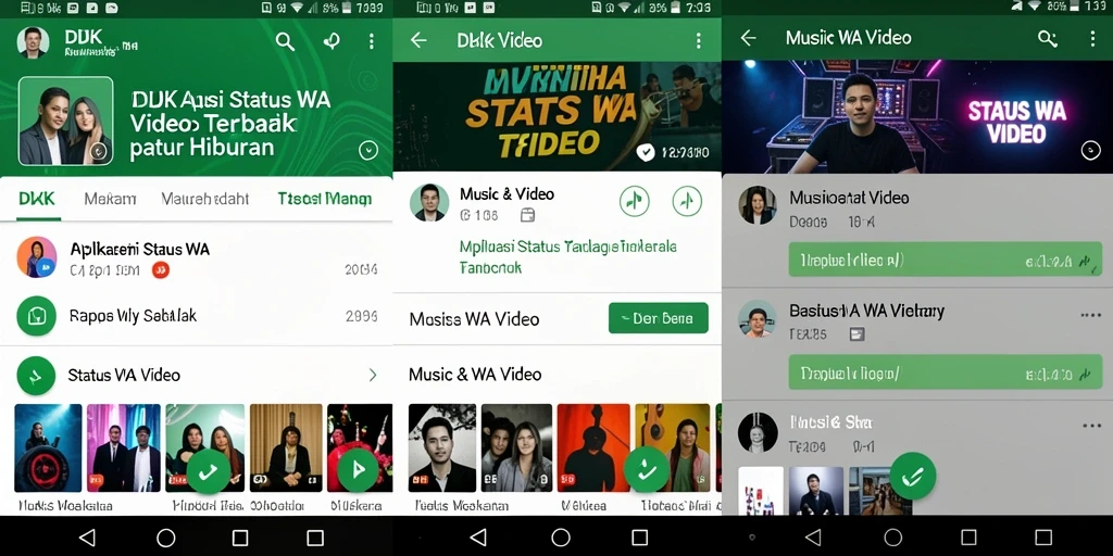 Antarmuka aplikasi DKK menampilkan koleksi video Status WA yang menarik.