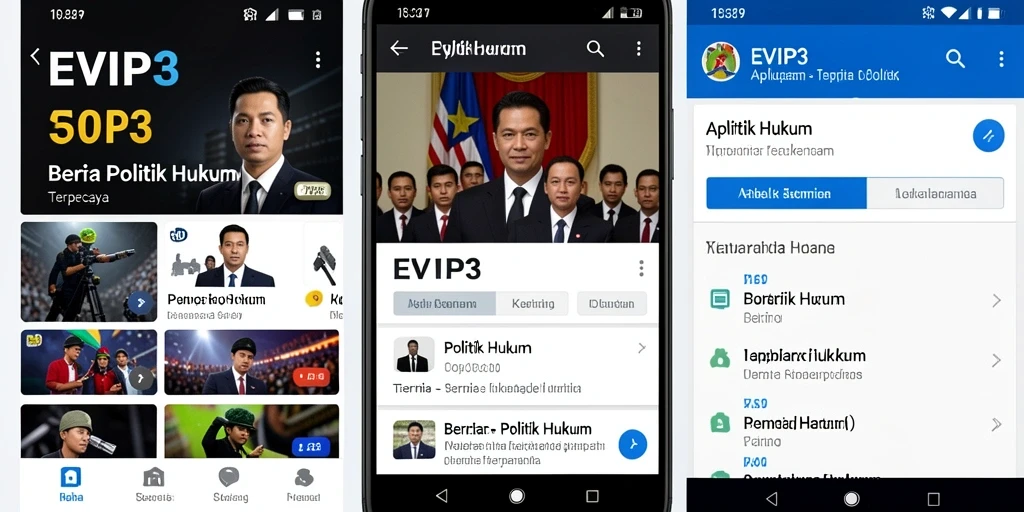 Tampilan antarmuka aplikasi EVIP3 untuk berita politik hukum.
