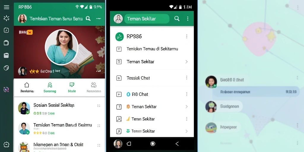 Tampilan antarmuka RP886 yang menarik dan mudah digunakan untuk berkenalan dengan teman baru.