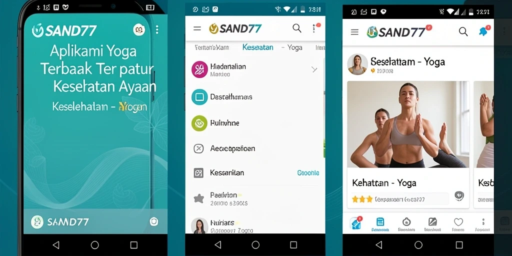 Antarmuka aplikasi SAND77 untuk praktik yoga yang user-friendly.
